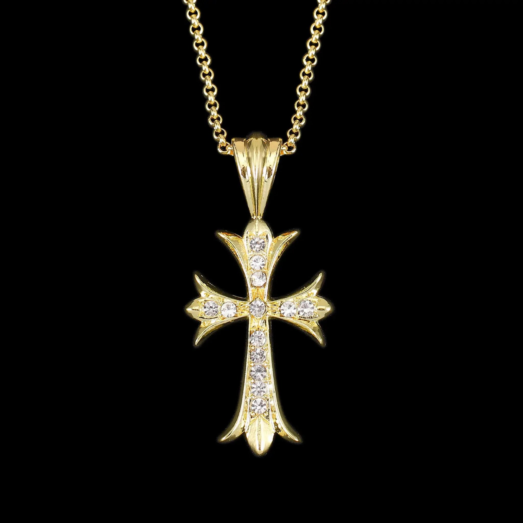 最終値下K14WG色石 クロスペンダント ネックレス　cross pendant