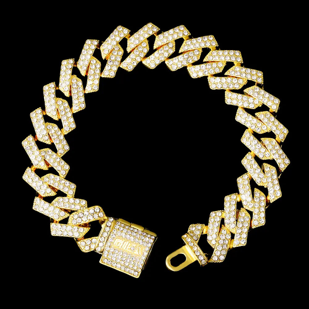ゴールド Iced Out プロング チェーン ブレスレット – GILA JEWELZ ゴールド Iced Out プロング チェーン ブレスレット – GILA JEWELZ