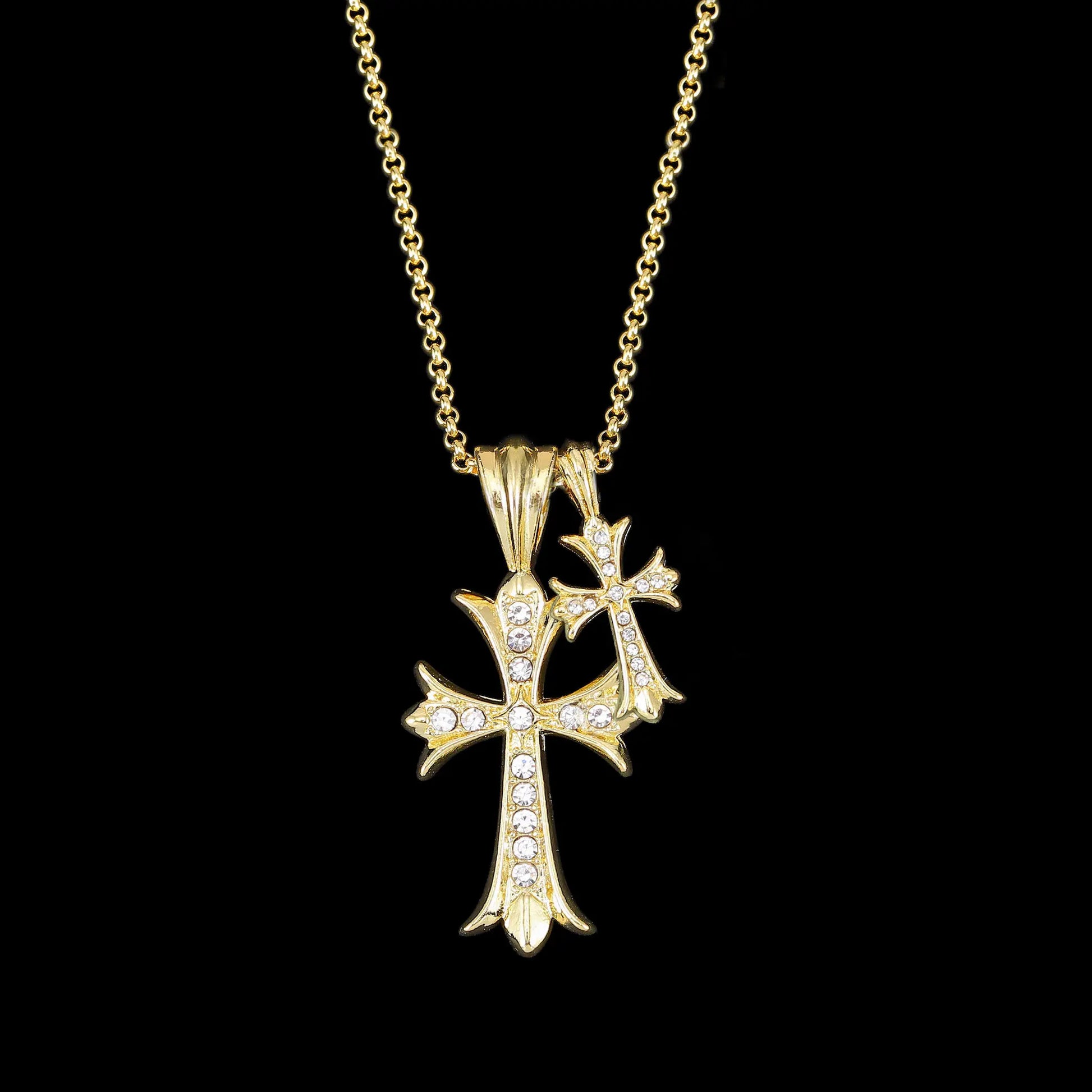 ゴールド ダブル クロス ストーン ネックレス – GILA JEWELZ ゴールド ダブル クロス ストーン ネックレス – GILA JEWELZ