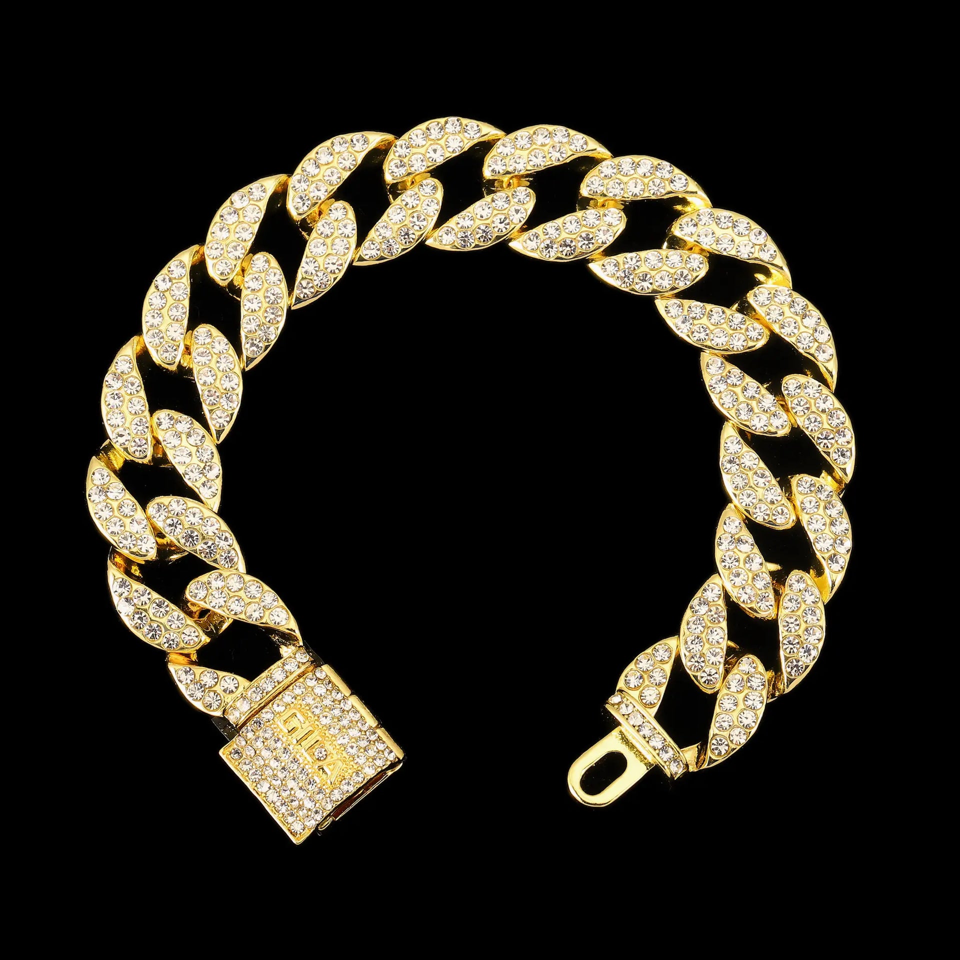 ゴールド Iced Out キューバン チェーン ブレスレット – GILA JEWELZ