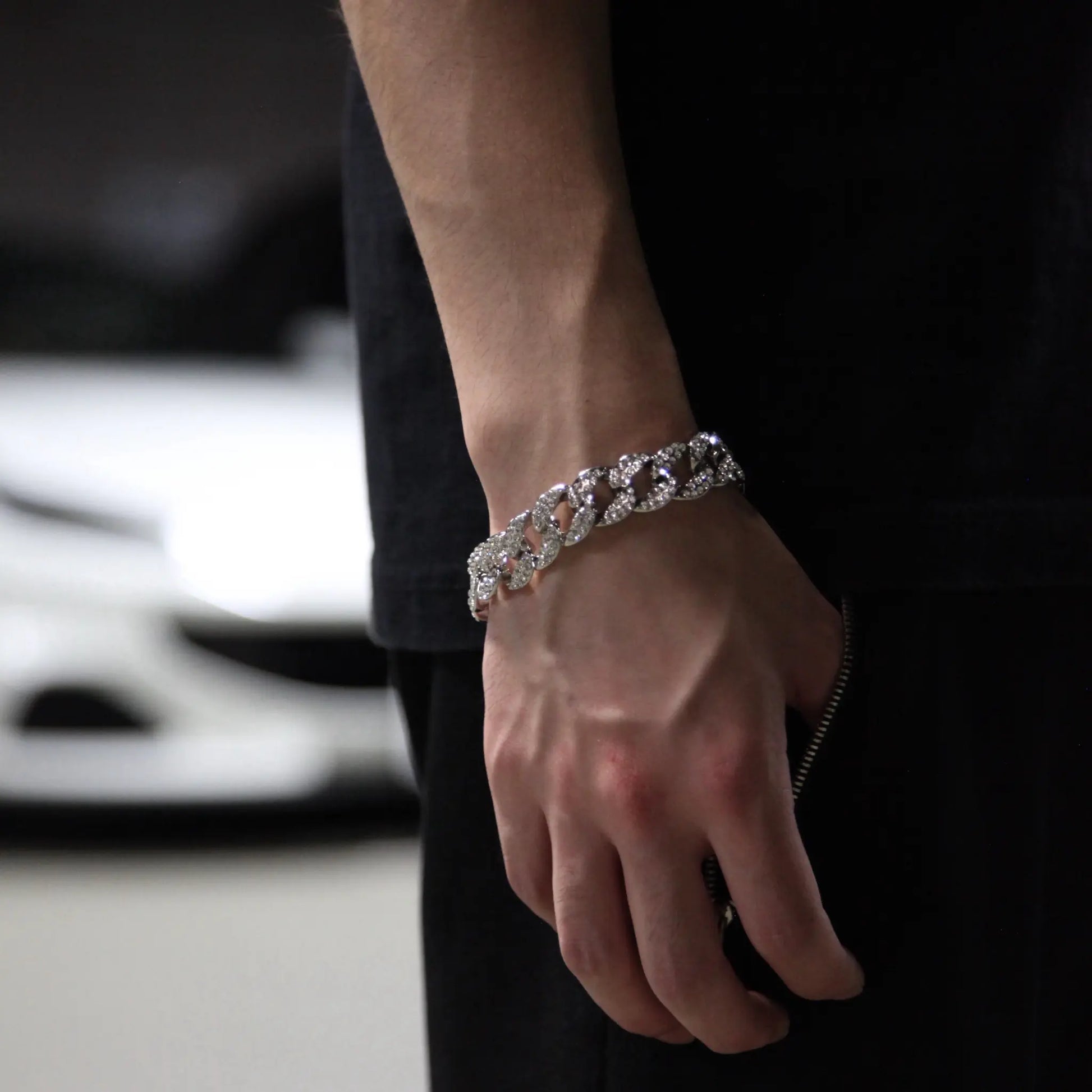 シルバー Iced Out キューバン チェーン ブレスレット – GILA JEWELZ シルバー Iced Out キューバン チェーン ブレスレット – GILA JEWELZ